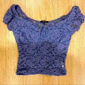 Lace Blue Crop Top
